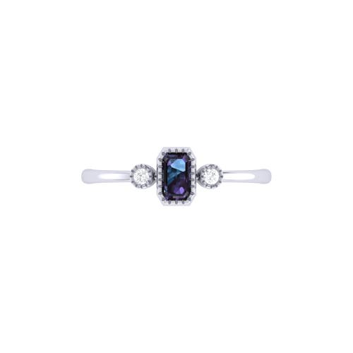 Luvmyjewelry Emerald Cut Alexandrite & Diamond Birthstone Ring In 14k Gold In White Gold