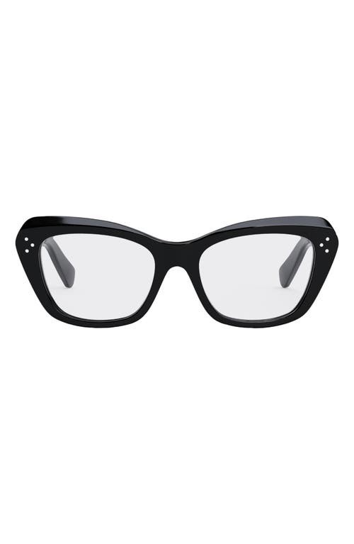 CELINE 52mm Cat Eye Reading Glasses in Shiny Black at Nordstrom