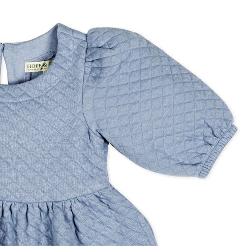 Shop Hope & Henry Girls' Quilted Puff Sleeve Dress, Toddler In Dusty Blue Quilted