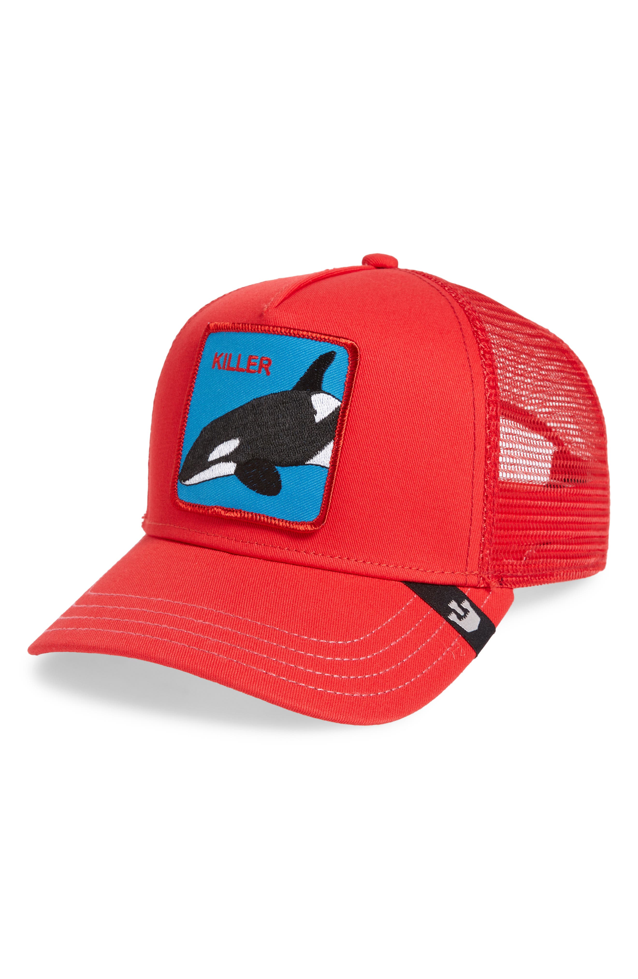 all red trucker hat