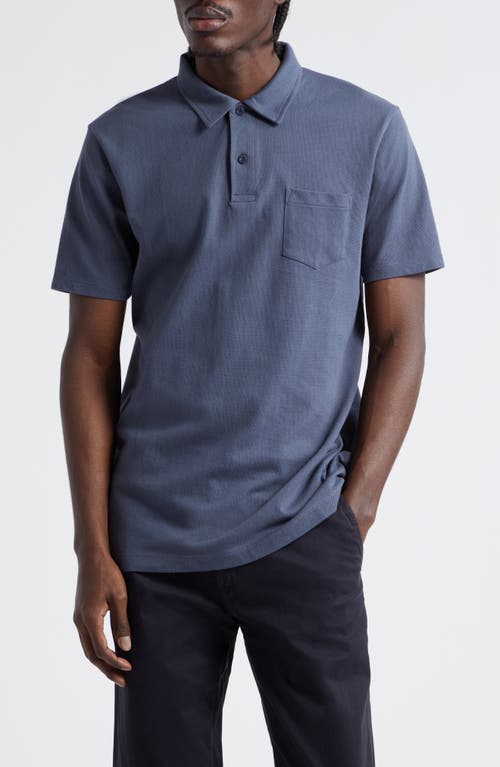 Sunspel Riviera Cotton Polo Slate Blue at Nordstrom,
