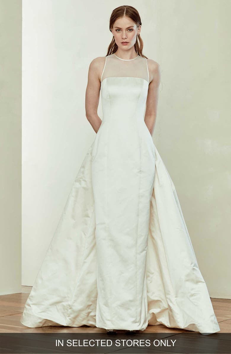 Amsale Silk Pencil Wedding Dress with Removable Bustle | Nordstrom