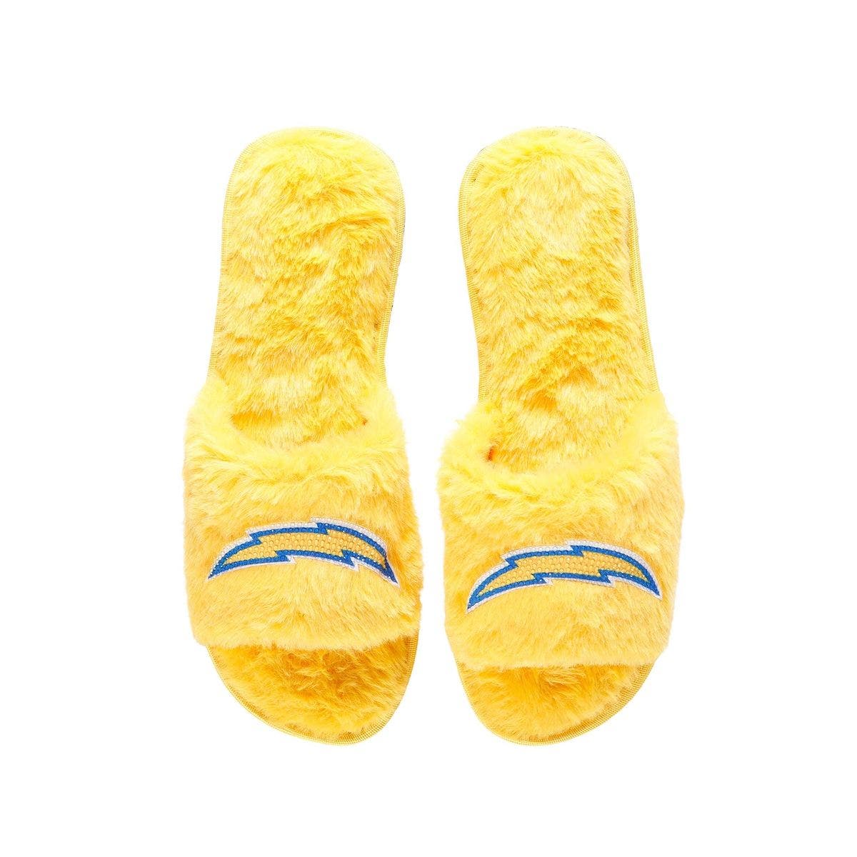 yellow faux fur slippers