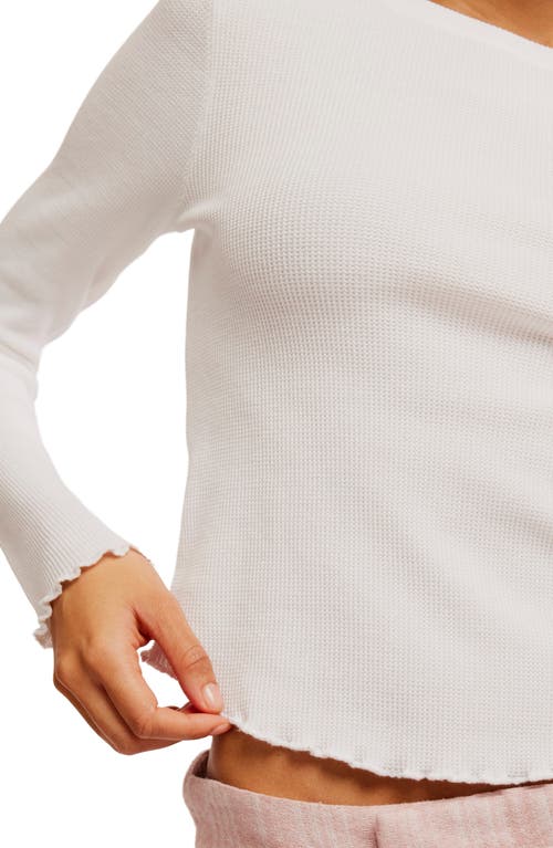 Shop Free People Easy Does It Long Sleeve Waffle Knit Cotton T-shirt In White