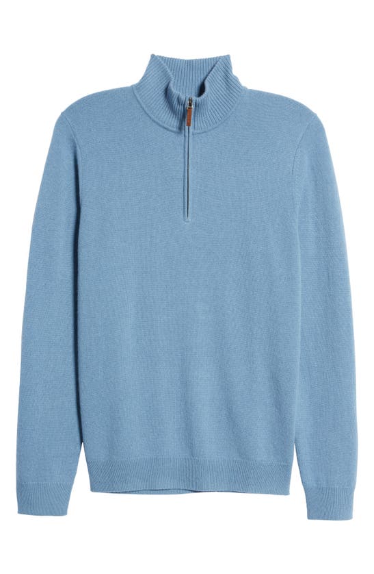 Nordstrom Cashmere Quarter Zip Pullover Sweater In Blue Riviera