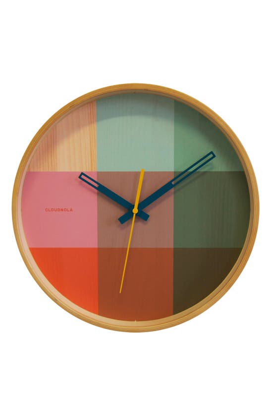 Cloudnola Riso Wooden Wall Clock In Green/ Pink