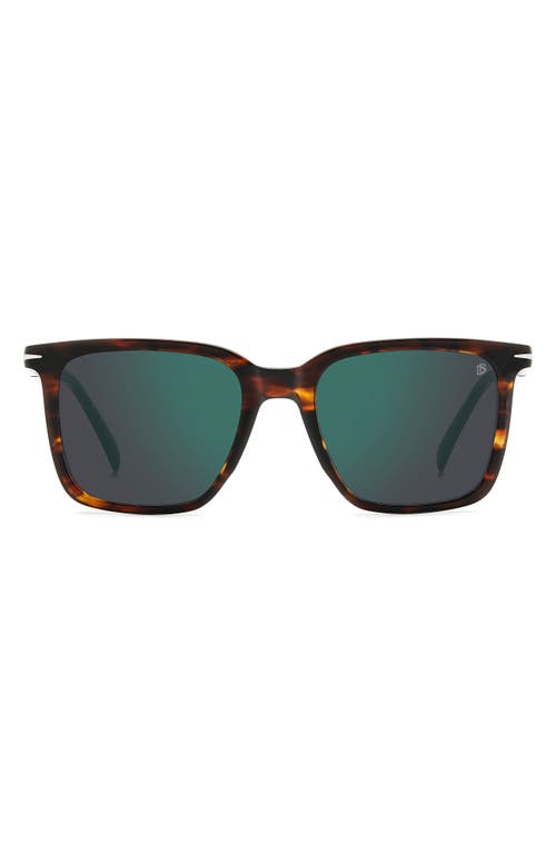 53mm Rectangular Sunglasses in Brown Horn/Green Mirror