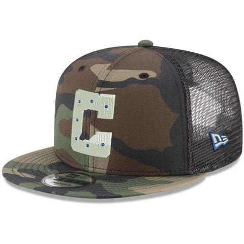 Indianapolis Colts New Era Happy Camper A-Frame Trucker 9FORTY Snapback Hat  - Khaki/White