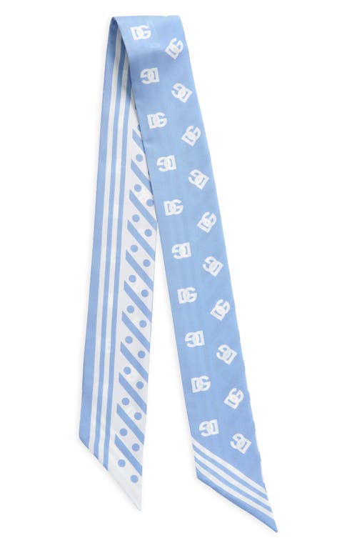 Dolce & Gabbana Dolce&gabbana Logo Print Polka Dot Reversible Silk Scarf In Light Blue