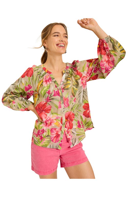 Shop Tommy Bahama La Botanica Floral Cotton Peasant Top In Golden Honey