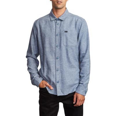 Rvca Sand Button-Up Flannel Shirt, Blue