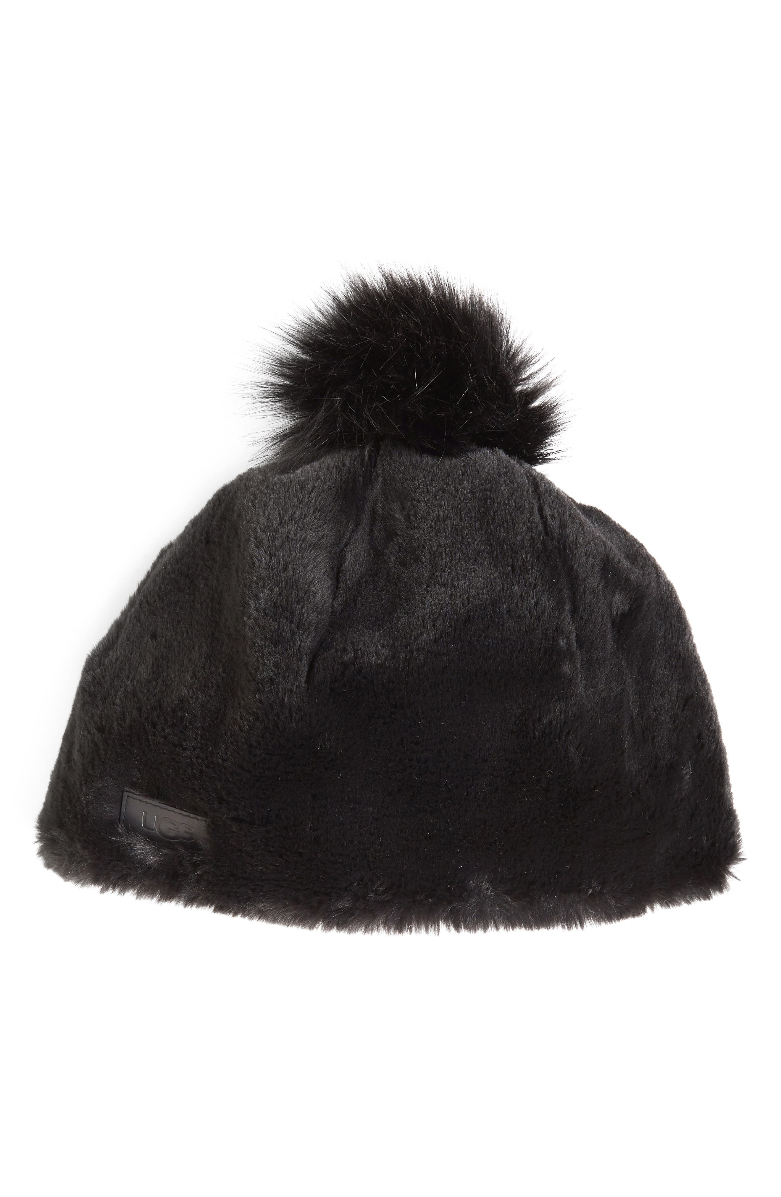 UGG® Faux Fur Beanie with Pom | Nordstrom