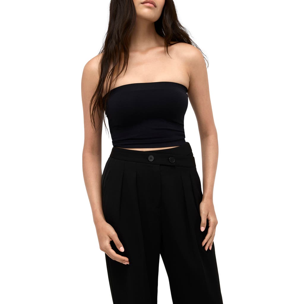 Kenneth Cole Seamless Crop Tube Top In Black