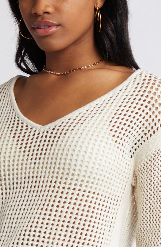 Shop Bp. Boxy Mesh Stitch Sweater In Ivory Dove