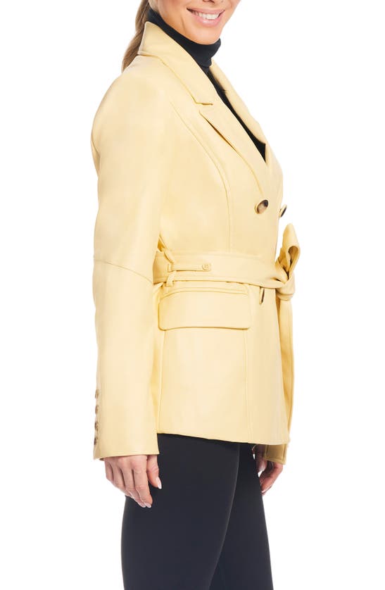 SANCTUARY BELTED FAUX LEATHER BLAZER