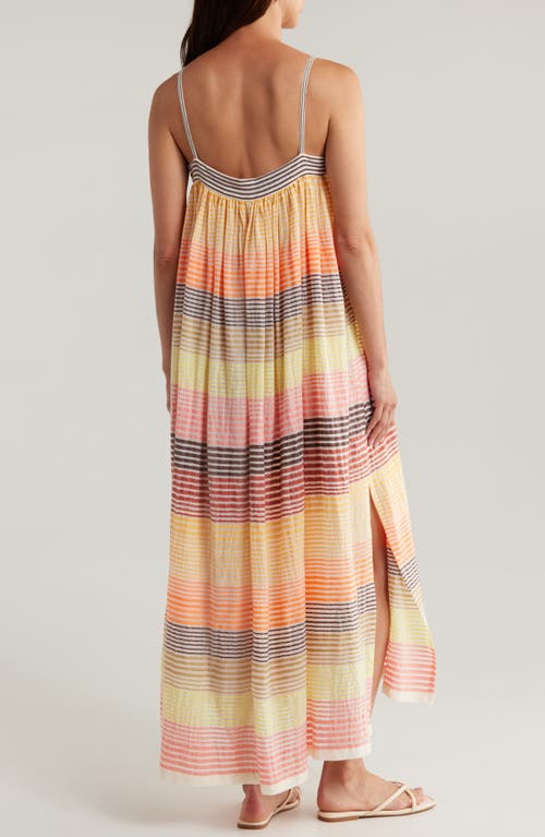 Shop Lemlem Eda Mixed Stripe Cotton Blend Cover-up Sundress In Amaresh Sunrise