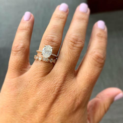 Bliss Diamond 2 3/4ct Oval Diamond Engagement Wedding Ring Set Gold Lab Grown In 14k Rose Gold