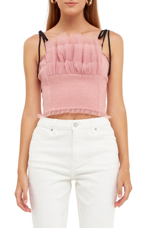 Endless Rose Tulle Crop Tank Top in Pink at Nordstrom, Size Medium