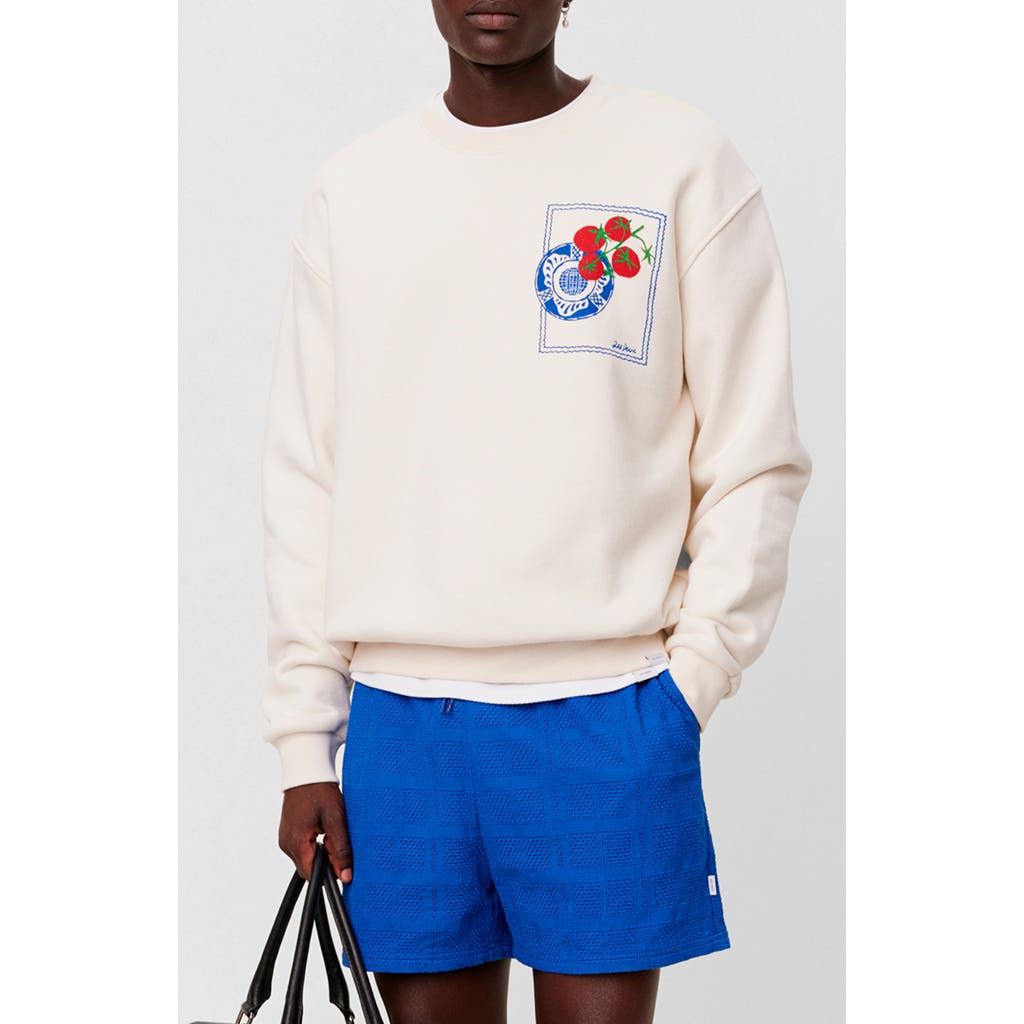 Les Deux Dorian Oversize Graphic Crewneck Sweatshirt In Ivory
