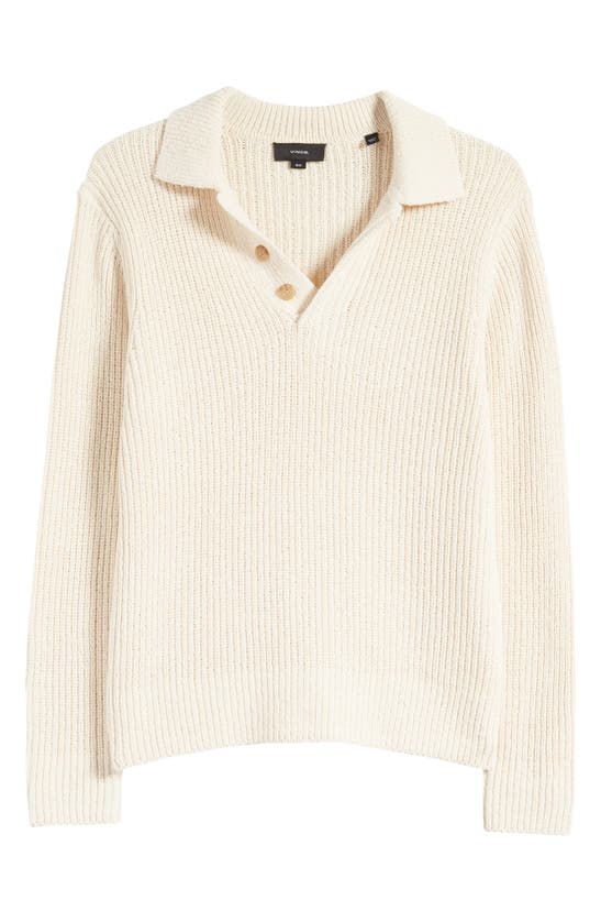 Shop Vince Ribbed Polo Sweater In Bone