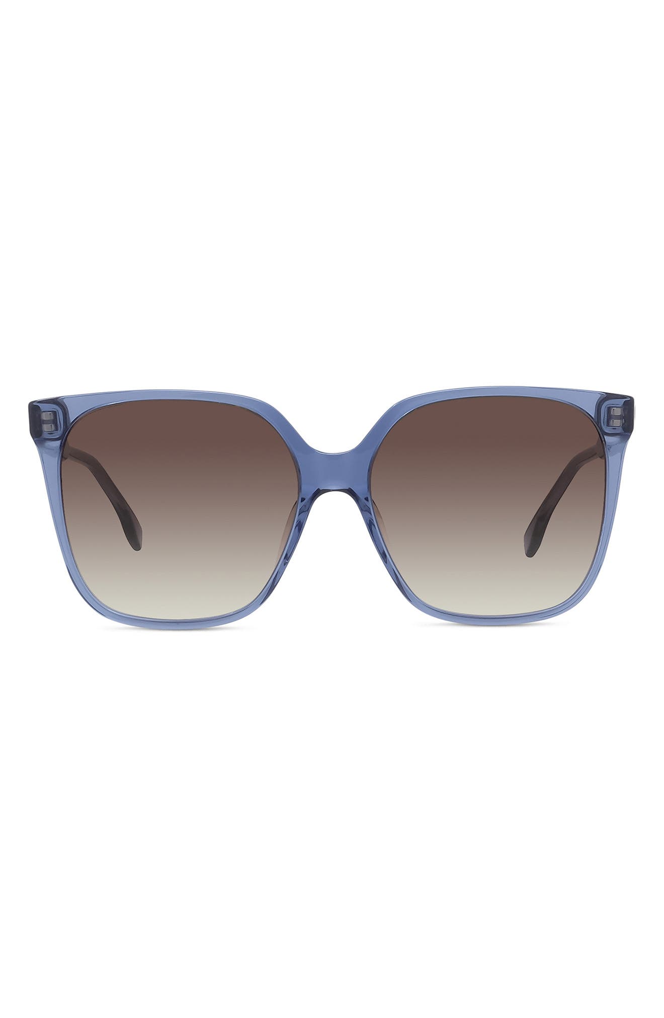 Fendi Fine 59mm Square Sunglasses in Shiny Blue /Gradient Brown at Nordstrom