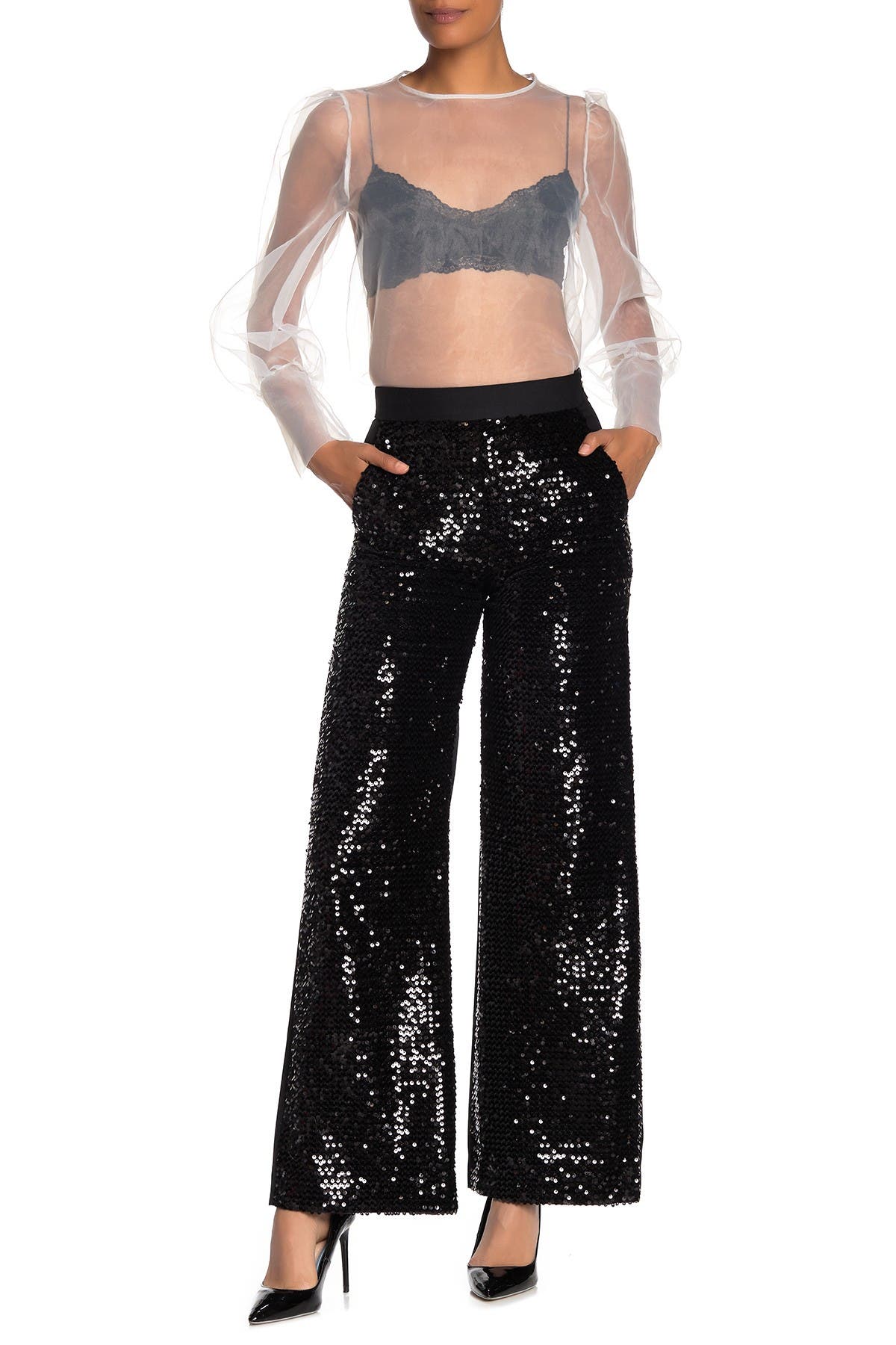 alodia sequin flared trousers