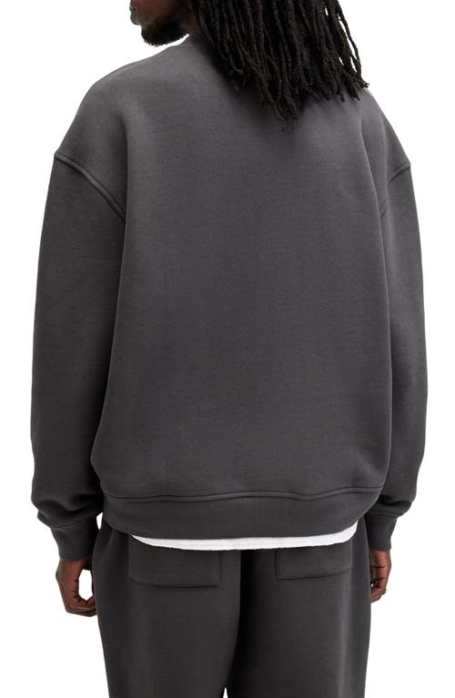 Allsaints Haven Embroidered Logo Oversized Sweatshirt In Washed Black