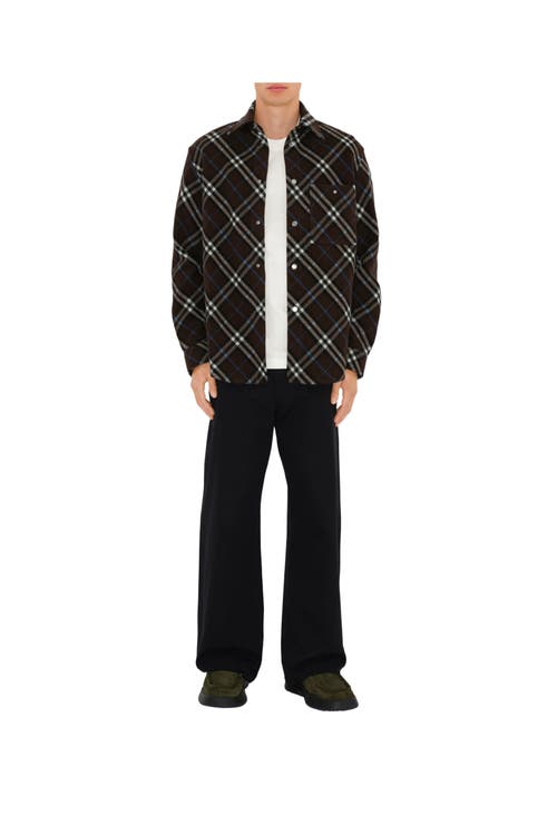 Shop Burberry Check Wool Shirt In Snug