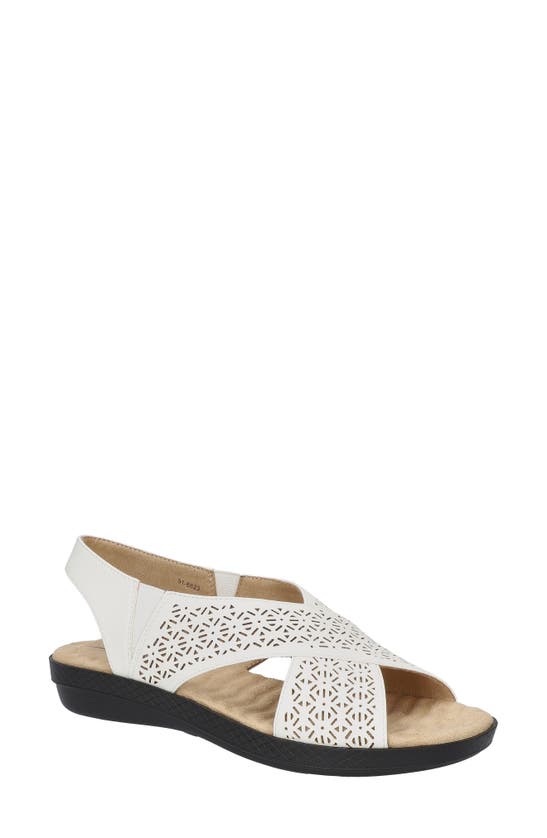 Easy Street Claudia Womens Laser Cut Cushiond Flatform Sandals In White