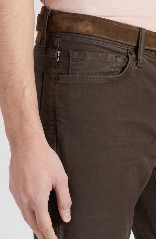 Tom Ford Moleskin Slim Fit Five-pocket Pants In Chocolate