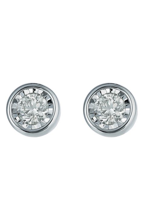 Sterling Silver Round Diamond Stud Earrings - 0.46 ctw.