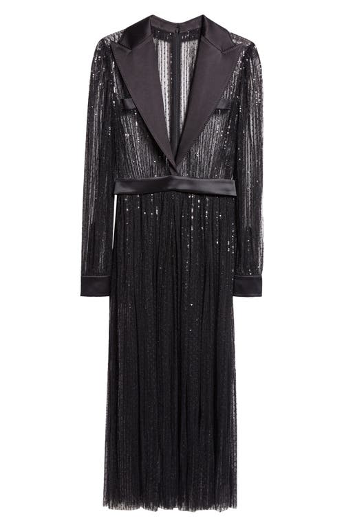 Shop Dolce & Gabbana Dolce&gabbana Sequin Sheer Long Sleeve Blazer Midi Dress In N0000 Nero