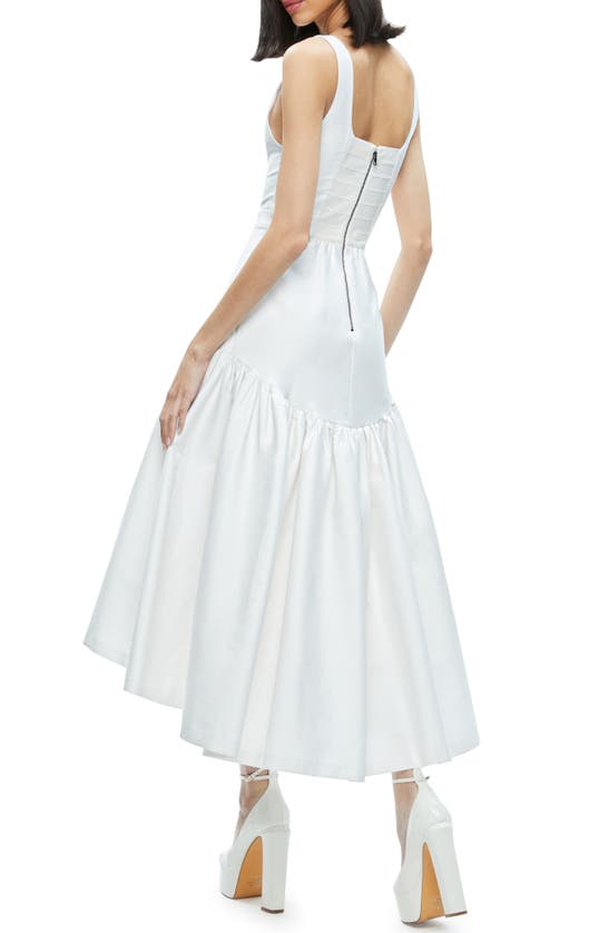 Shop Alice And Olivia Diana High-low Midi Dress In Off White