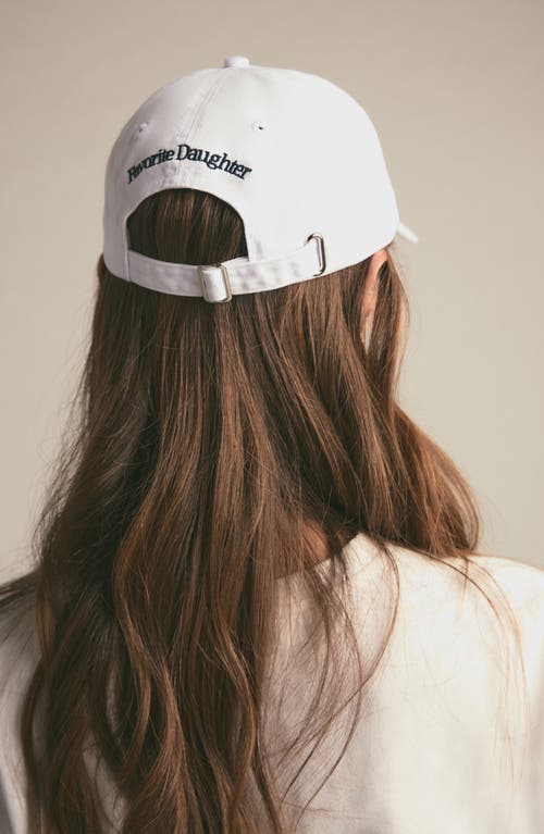 Shop Favorite Daughter Go Sports Cotton Twill Adjustable Baseball Cap In White W/navy Writing