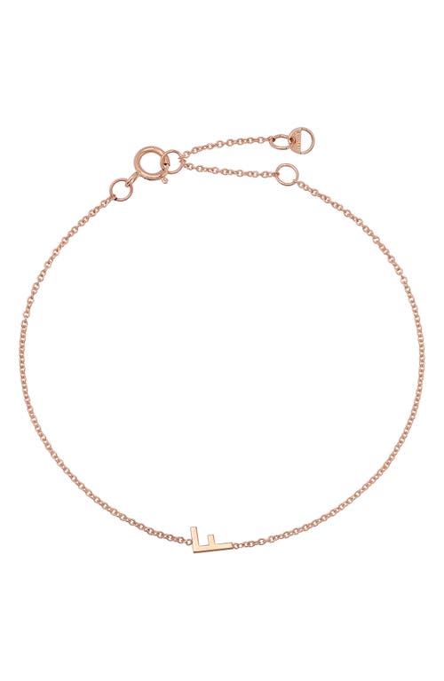 Initial Pendant Bracelet in 14K Rose Gold-F