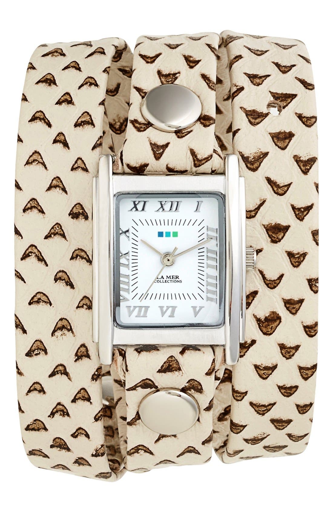 La Mer Collections Textured Leather Wrap Watch, 22mm Nordstrom