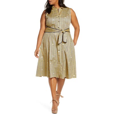 Plus Size Nic+Zoe Sunnies Sleeveless Shirtdress, Yellow