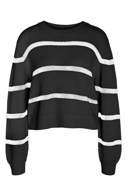 Shop Noisy May Maysa Stripe Crewneck Sweater In Black Stripes Eggnog