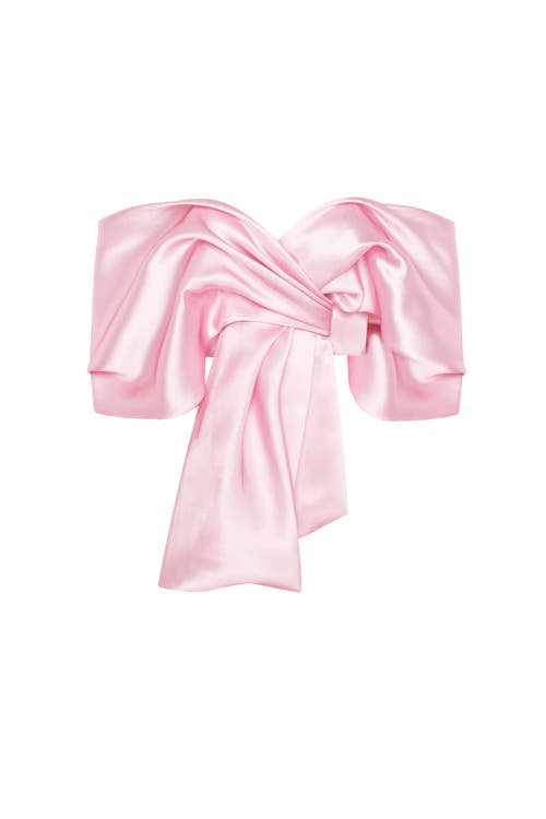 Shop Milla Pink Organza Off-shoulder Blouse With Meringue Flounces