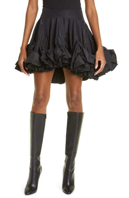 Aknvas Natalie High-low Ruffle Skirt In Black