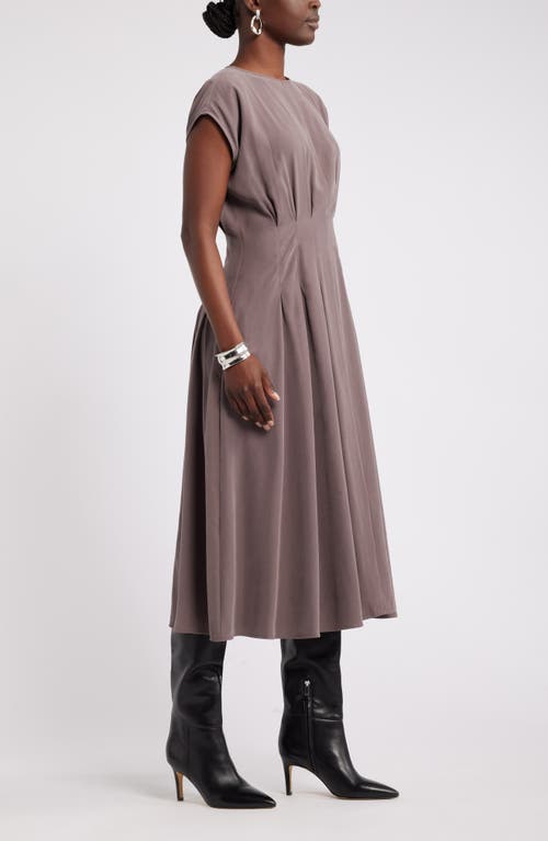 Nordstrom Pleated A-line Dress In Grey Plum