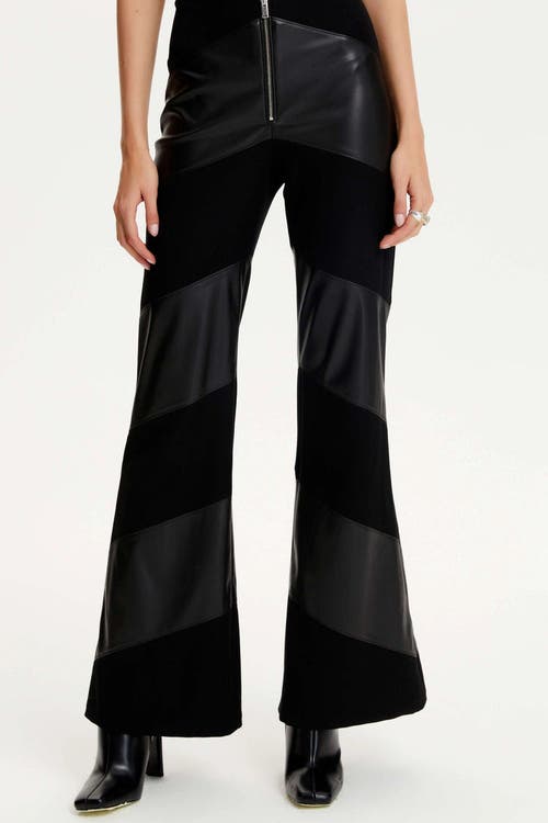 Nocturne Two Toned High-Waisted Flare Pants in Black at Nordstrom