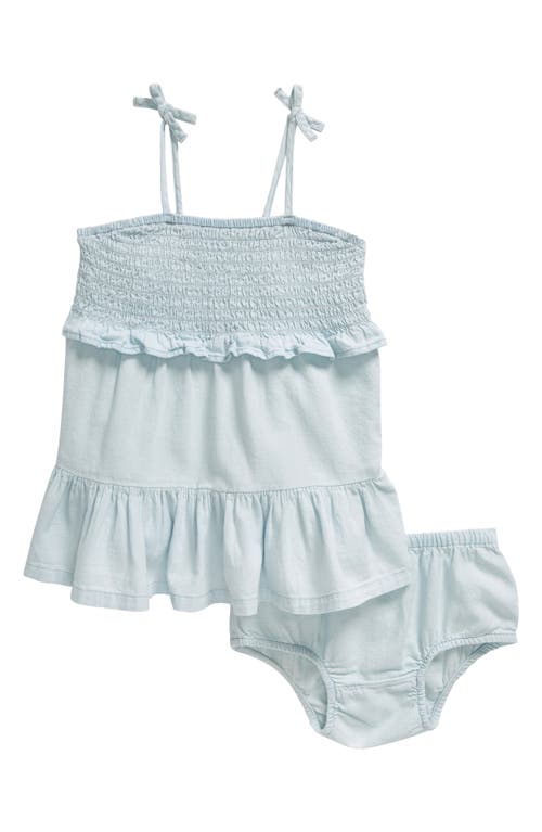 Tucker + Tate Smocked Bow Strap Dress & Bloomers In Light Wash