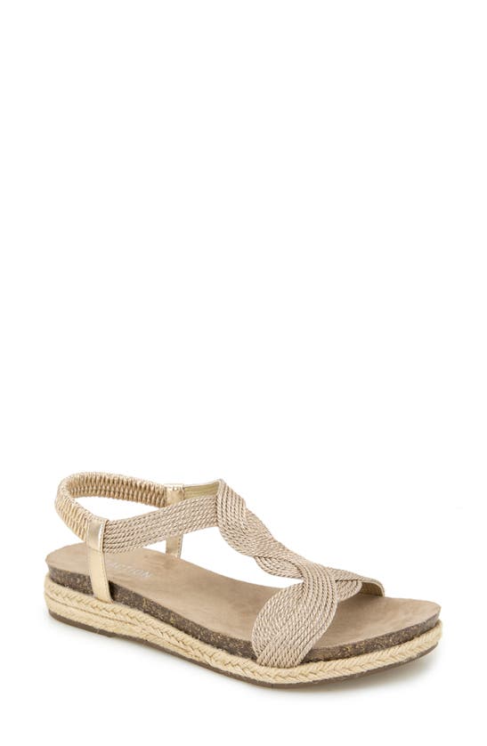 Reaction Kenneth Cole Harmony Espadrille Platform Sandal In Soft Gold Fabric