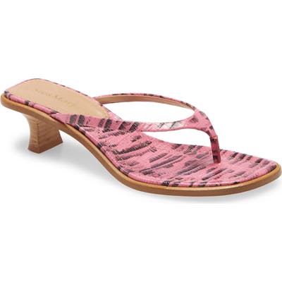 Sies Marjan Alix Lizard Embossed Sandal, Pink
