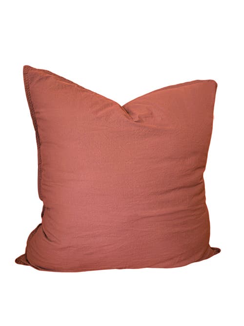 Shop Anaya Stonewashed Cotton Percale Pillow With Down Alternative Insert In Euro Rustic Red