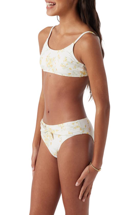Shop O'neill Kids' Tatiana Floral Two-piece Swimsuit In Vanilla