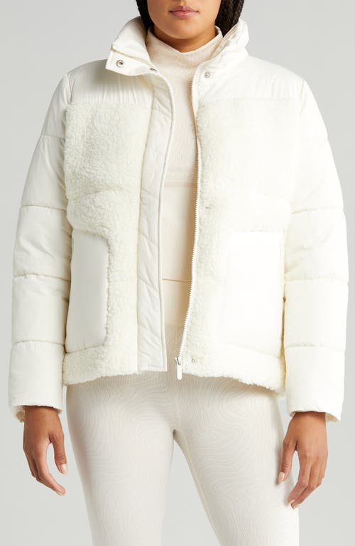 zella Hybrid Faux Shearling Puffer Jacket Ivory Egret at Nordstrom,