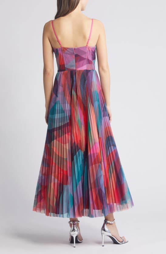 Shop Hutch Amara Floral Bustier Pleated Fit & Flare Dress In Rainbow Waves