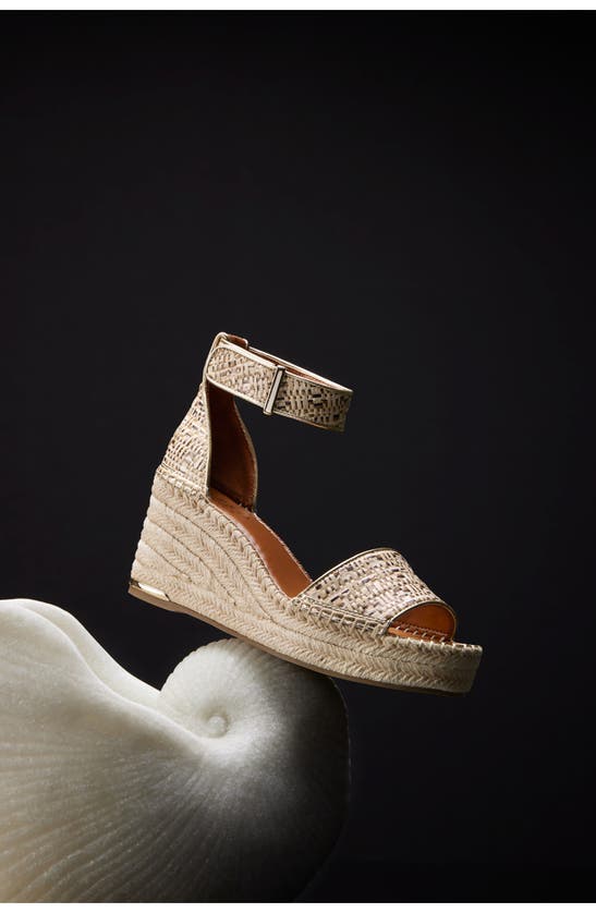Shop Franco Sarto Clemens Ankle Strap Platform Wedge Sandal In Natural Woven
